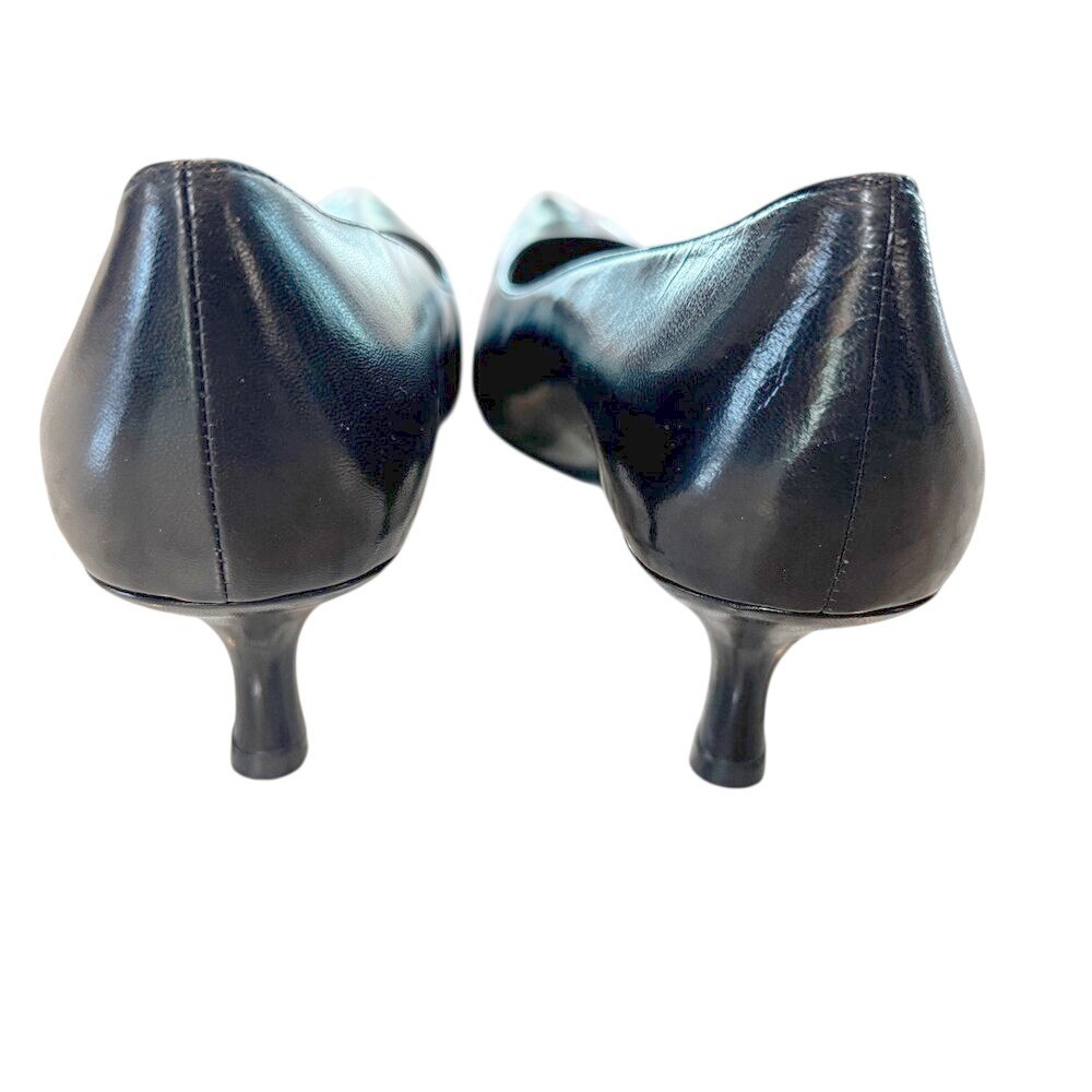 Stuart Weitzman Black Leather Pointed Toe Kitten Heel Pumps Size 9N - Picture 5 of 9